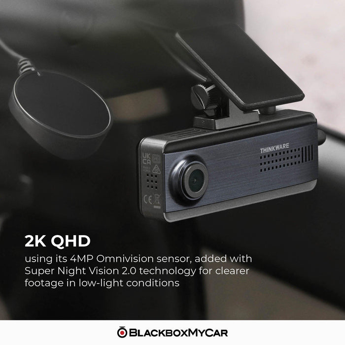 Thinkware Q200 2-Channel IR 2K QHD Dash Cam - Dash Cams - {{ collection.title }} - 2-Channel, 256GB, 2K QHD @ 30 FPS, ADAS, Adhesive Mount, App Compatible, Camera Alerts, Dash Cams, Desktop Viewer, G-Sensor, GPS, Hardwire Install, Infrared (IR), Loop Recording, Mobile App, Mobile App Viewer, Night Vision, Parking Mode, Rear Camera, rebuy_bundle, Security, South Korea, Voice Alerts, Wi-Fi - BlackboxMyCar