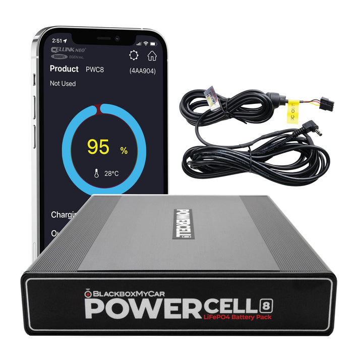 PowerCell 8 Battery (Thinkware/FineVu) - Hidden - {{ collection.title }} - 12V Plug-and-Play, App Compatible, Battery, Bluetooth, Dash Cam Accessories, Hardwire Install, LiFePO4, Mobile App, Parking Mode, sale, South Korea - BlackboxMyCar